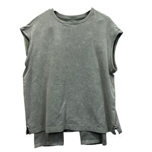 Harmony & Balance Sage Green Mineral Wash Muscle Tank and Biker Shorts Set CL